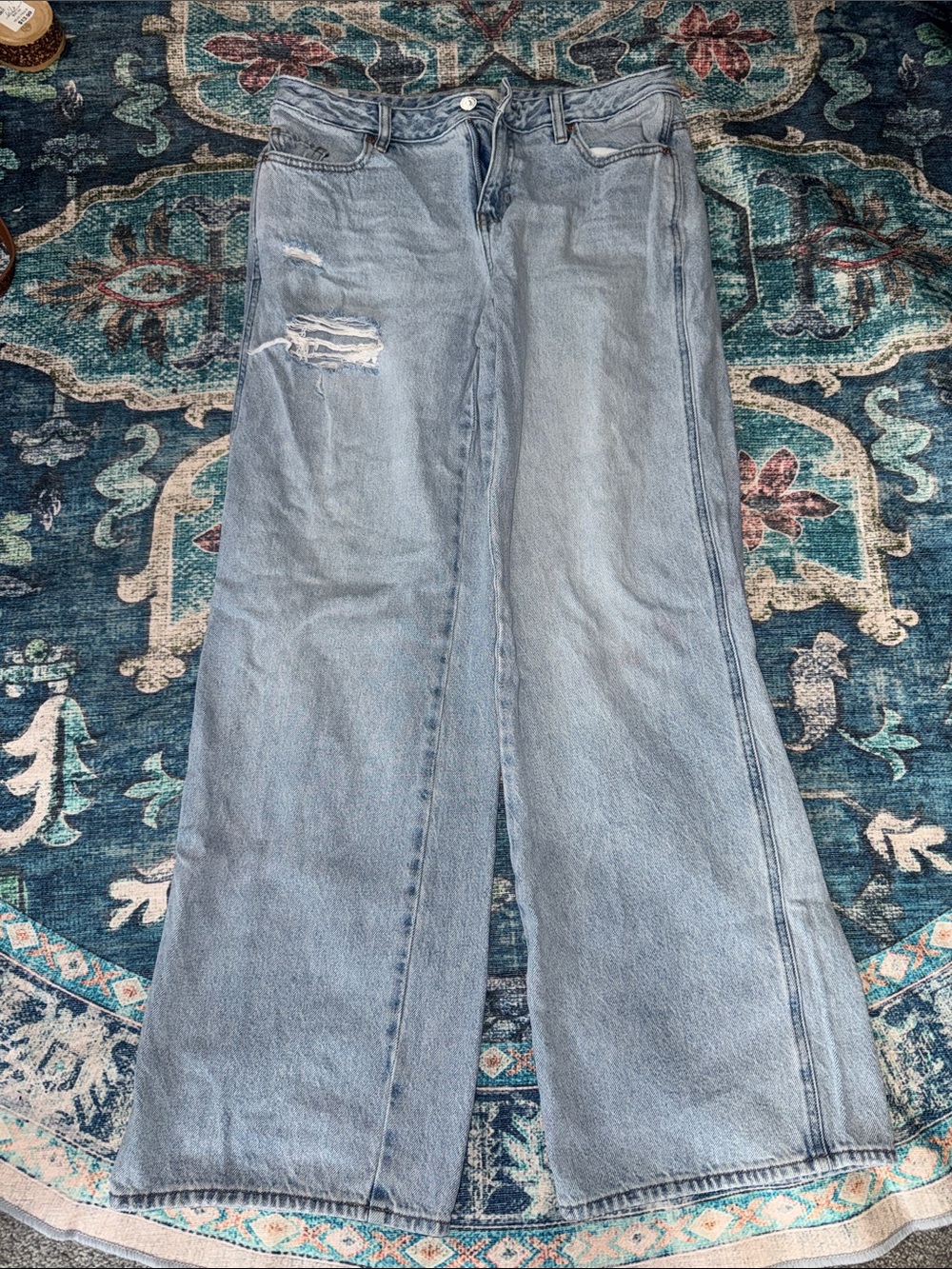 PacSun Light Blue Low-Rise Wide-Leg Flare Jeans